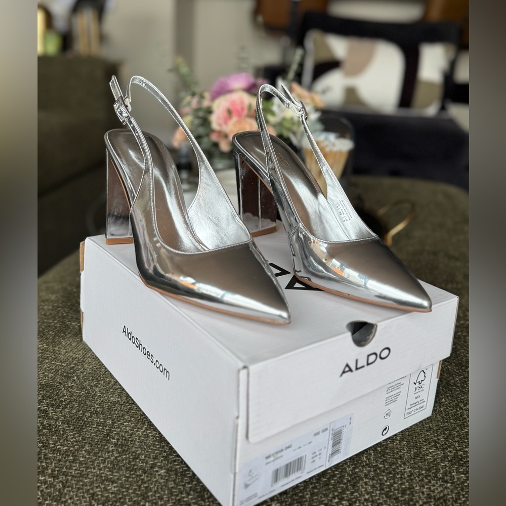 Aldo Silver Women's Slingback Heels